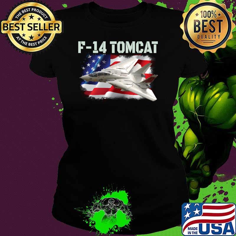 F 14 Tomcat Fun pilot and aircraft flying airplanes American Flag T-Shirt Ladies tee F 14 Tomcat Fun pilot and aircraft flying airplanes American Flag T-Shirt Ladies tee