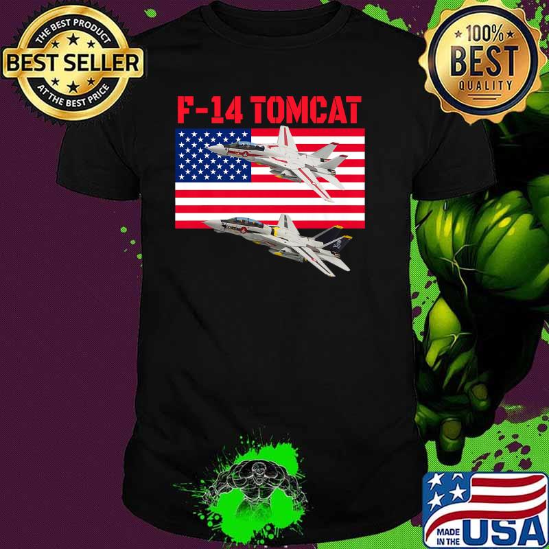 F 14 Tomcat Fun pilot and aircraft perfect for flying airplanes American Flag T-Shirt