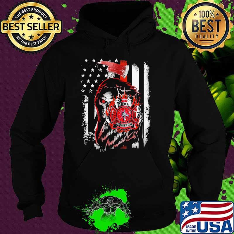 Firefighter American Flag Skull Shirt Hoodie Firefighter American Flag Skull Shirt Hoodie