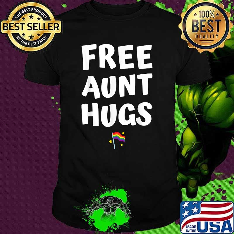 Free aunt hugs pride rainbow flag hearts love lgbt lesbian T-Shirt