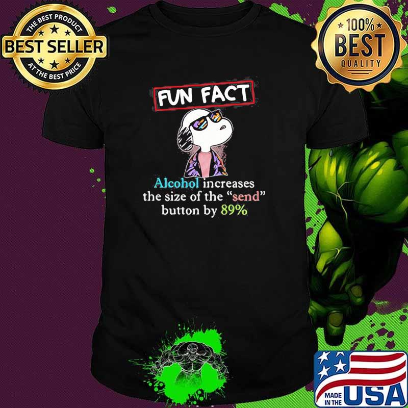 Fun fact alcohol increases the size of the send button by 89 percent snoopy shirt