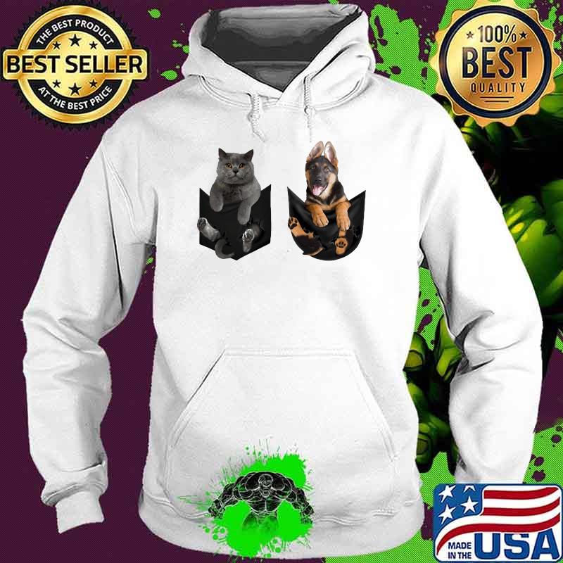 German Shepherd Britisth Shorthair Pocket Shirt Hoodie German Shepherd Britisth Shorthair Pocket Shirt Hoodie