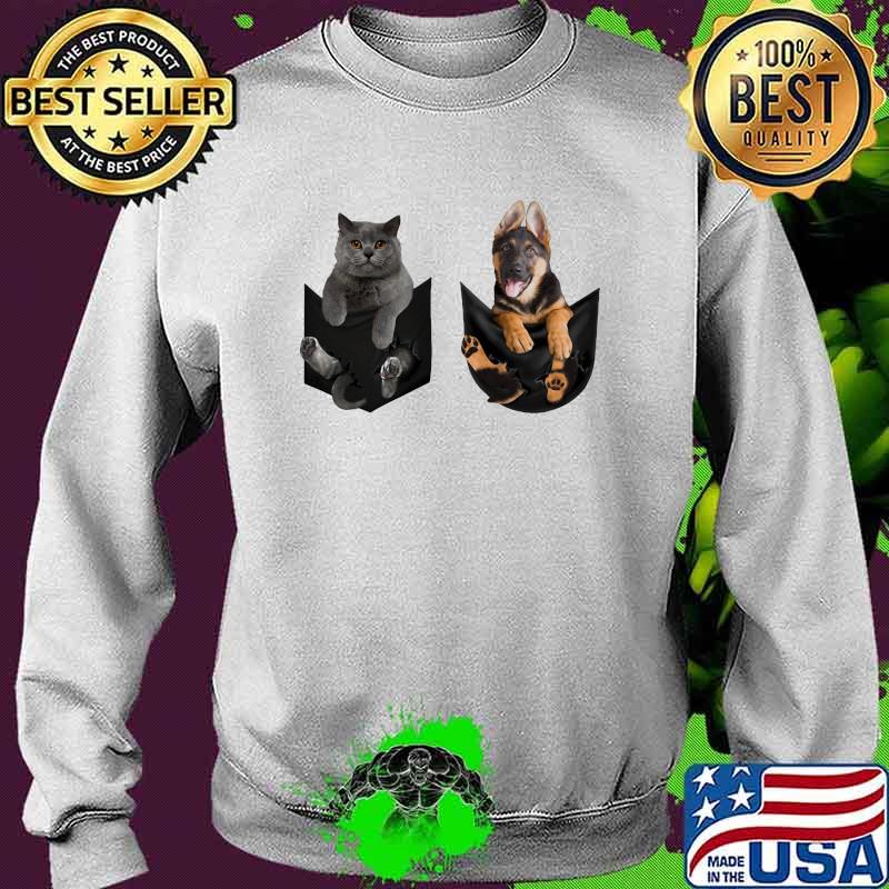 German Shepherd Britisth Shorthair Pocket Shirt Sweater German Shepherd Britisth Shorthair Pocket Shirt Sweater