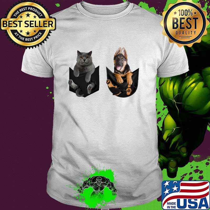 German Shepherd Britisth Shorthair Pocket Shirt