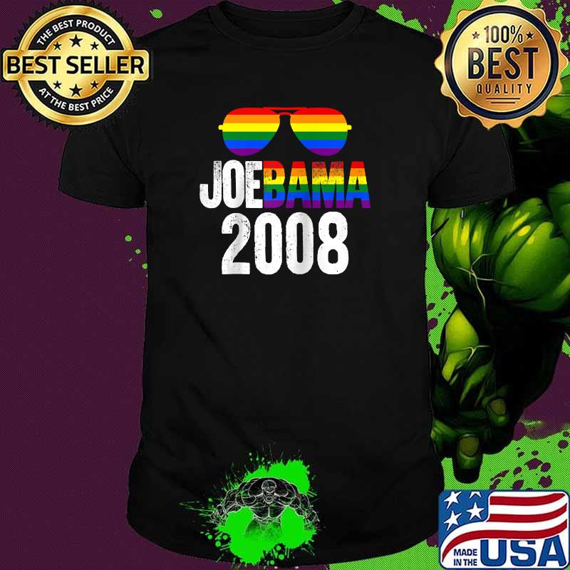 JoeBama 2008 Obama Biden Sunglasses Gay Pride Raglan Baseball Tee