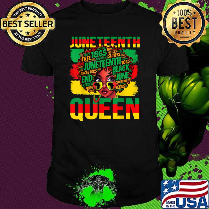Juneteenth Queen Celebrating 1865 Afro Black T-Shirt