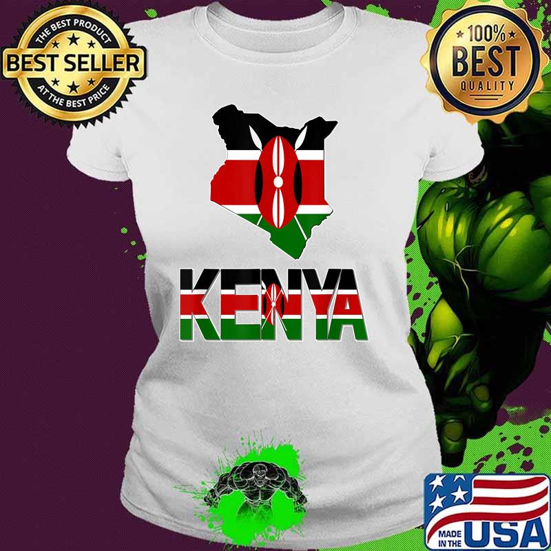 Kenya Map With Kenya Flag T-Shirt Ladies tee Kenya Map With Kenya Flag T-Shirt Ladies tee