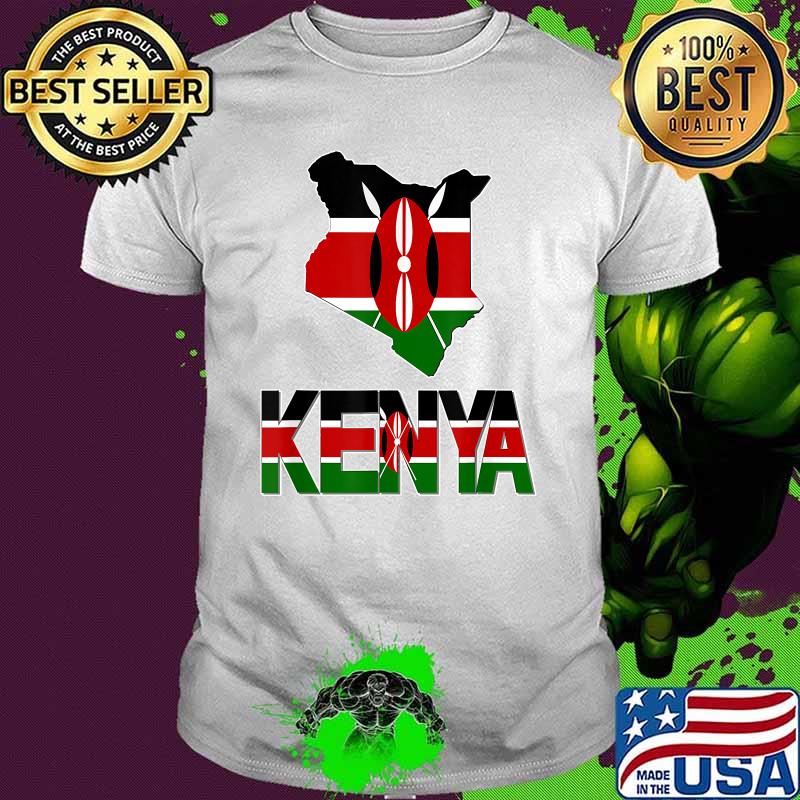 Kenya Map With Kenya Flag T-Shirt