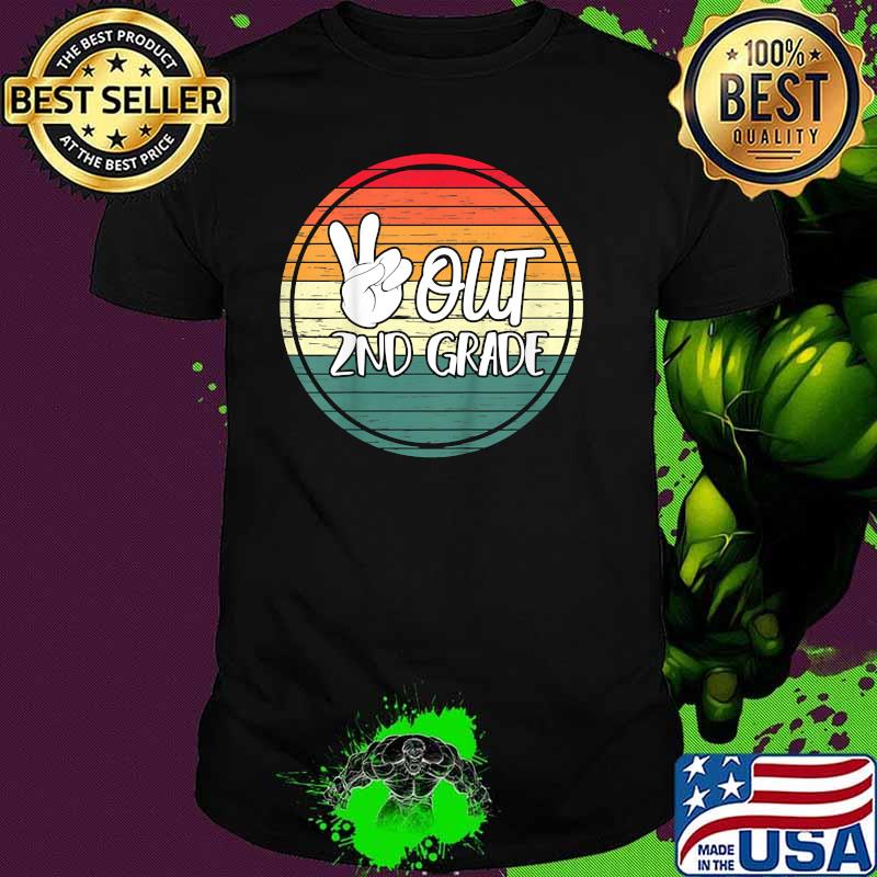 Last Day Of School Peace Out 2nd Grade Retro Graduation T-Shirt