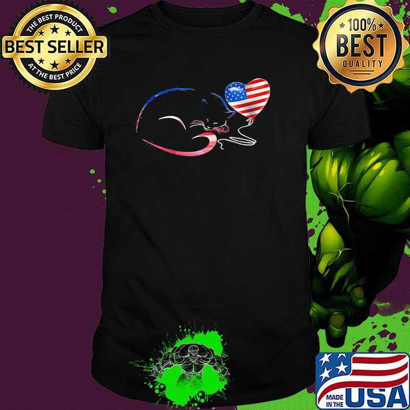 Love Cat american flag balloon shirt