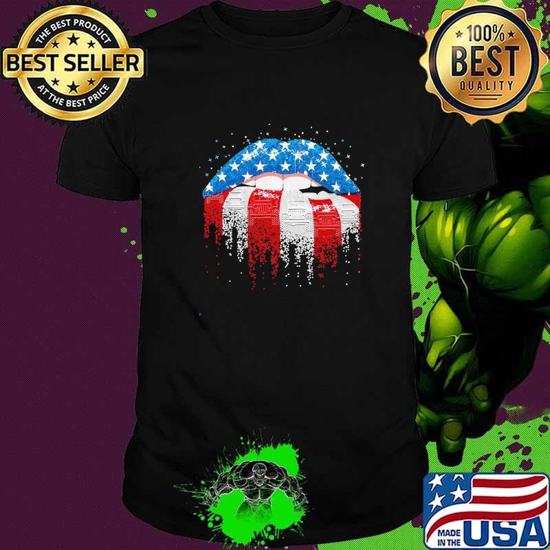 Love Jeep Mouth American Flag Shirt