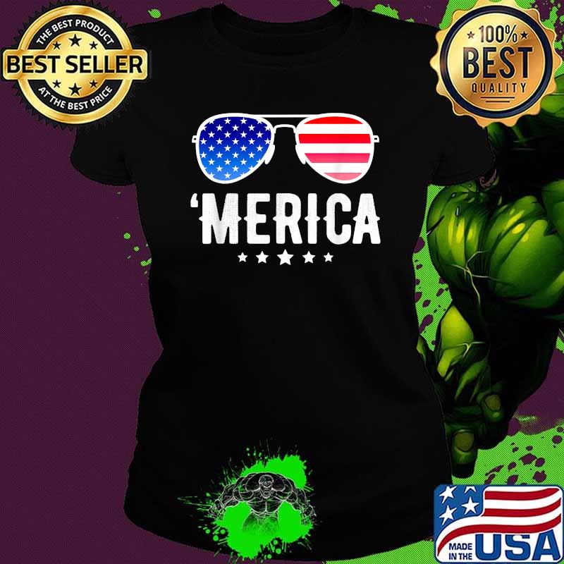 Merica 4th July American Flag Patriotic T-Shirt Ladies tee Merica 4th July American Flag Patriotic T-Shirt Ladies tee