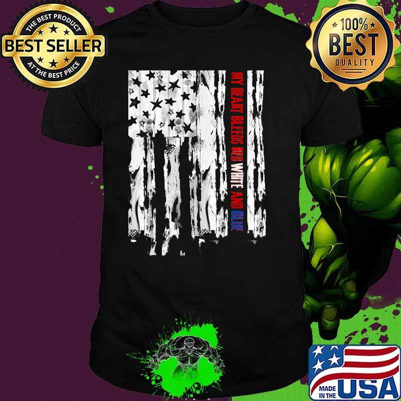 My Heart Bleeds Red White And Blue Patriotic American Flag T-Shirt