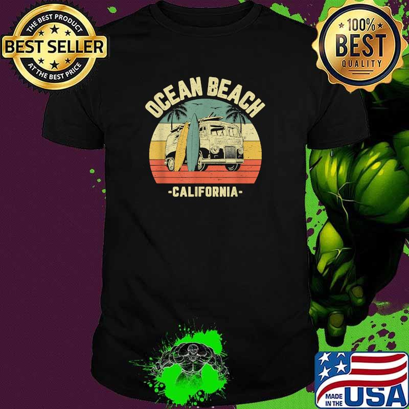Ocean Beach California Surfing Van Surfer Vintage T-Shirt