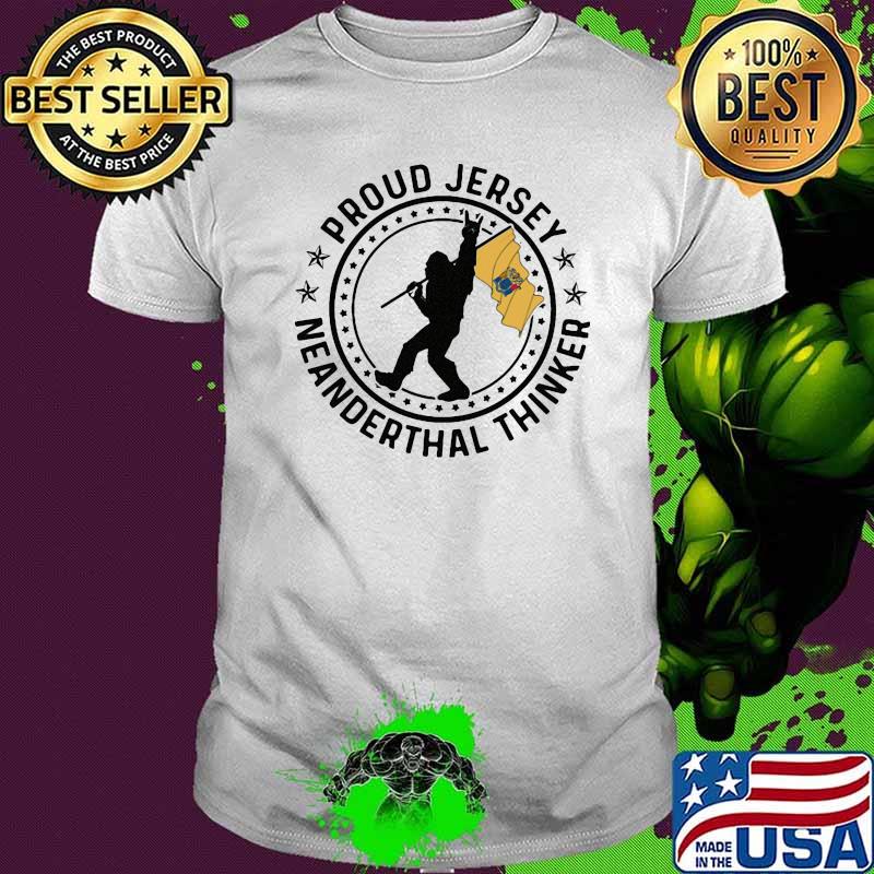 Proud jersey meanderthal thinker bigfoot flag shirt