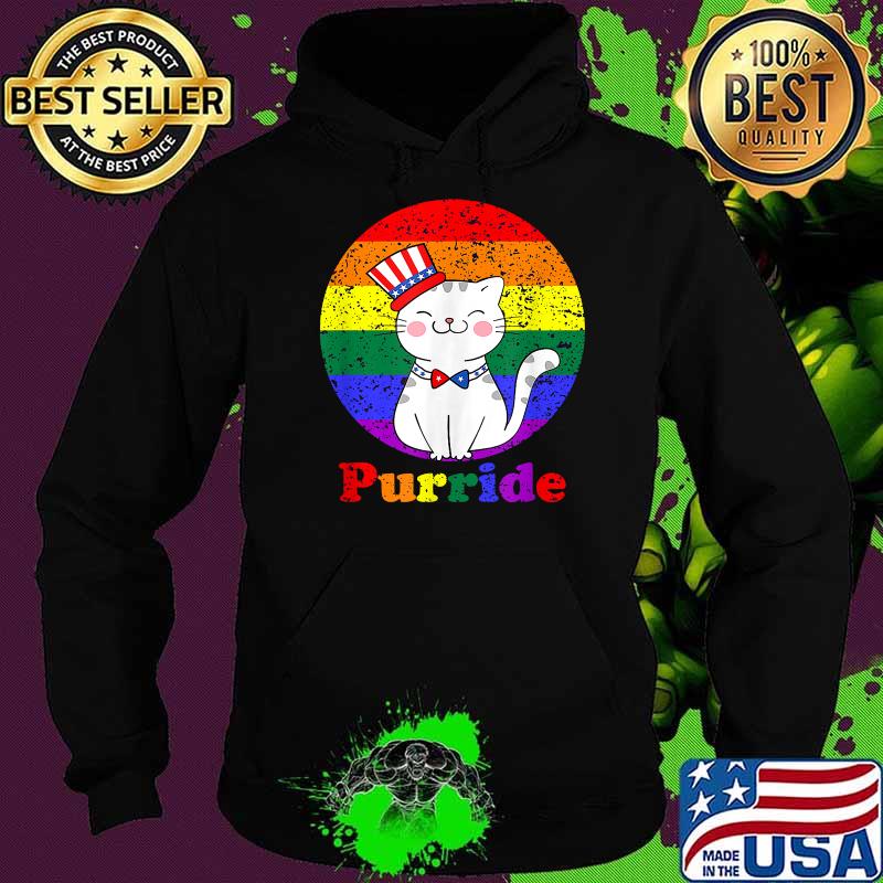 Purride Rainbow Flag American LGBT Cat Lovers T-Shirt Hoodie Purride Rainbow Flag American LGBT Cat Lovers T-Shirt Hoodie
