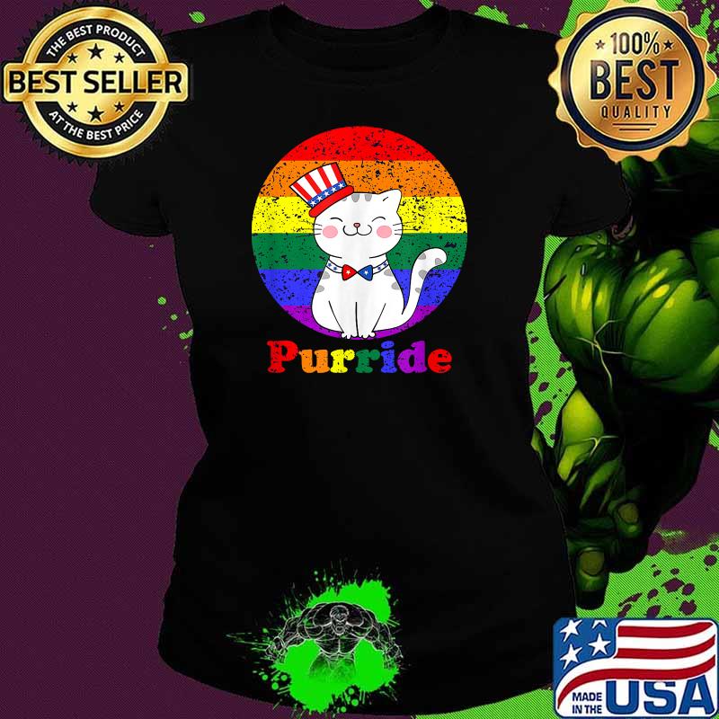 Purride Rainbow Flag American LGBT Cat Lovers T-Shirt Ladies tee Purride Rainbow Flag American LGBT Cat Lovers T-Shirt Ladies tee