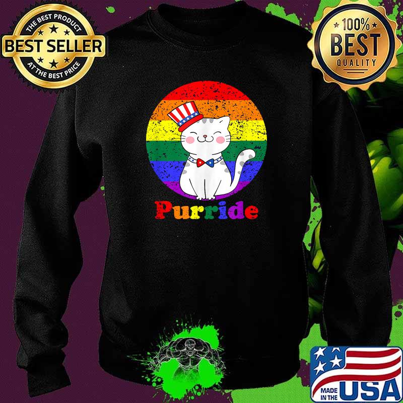 Purride Rainbow Flag American LGBT Cat Lovers T-Shirt Sweater Purride Rainbow Flag American LGBT Cat Lovers T-Shirt Sweater