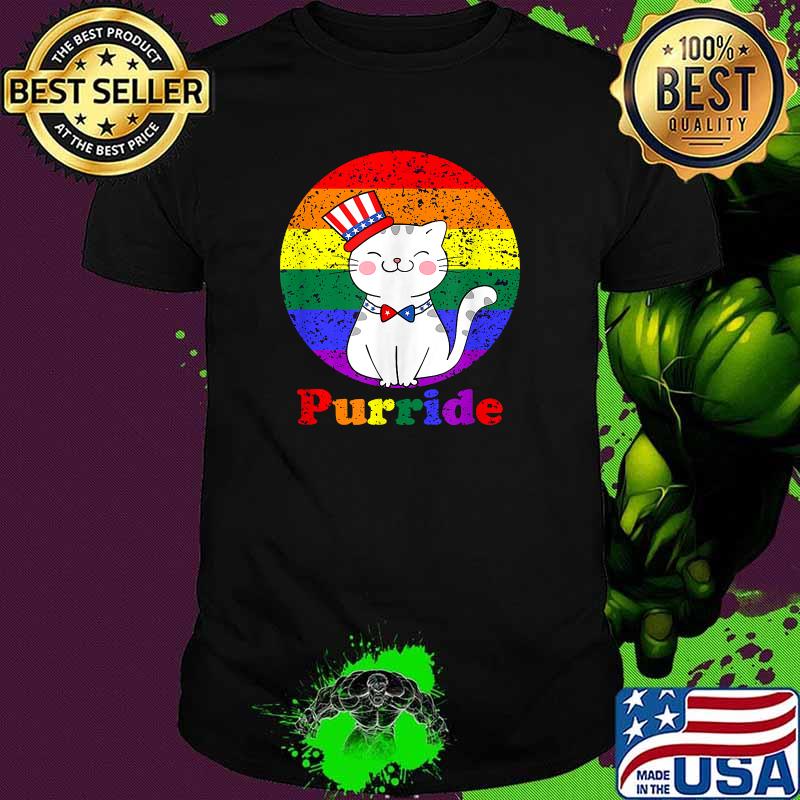 Purride Rainbow Flag American LGBT Cat Lovers T-Shirt