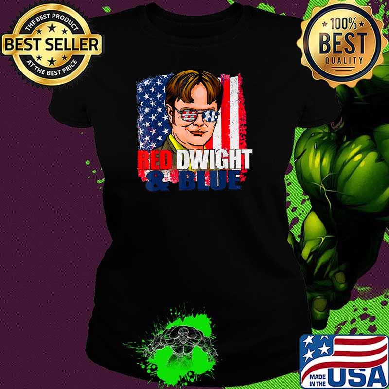 Red - Dwights and Blue American Flag 4th Of July Merica T-Shirt Ladies tee Red - Dwights and Blue American Flag 4th Of July Merica T-Shirt Ladies tee