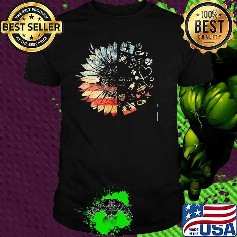 Registered Nurse Medical Sunflower American Flag Shirt