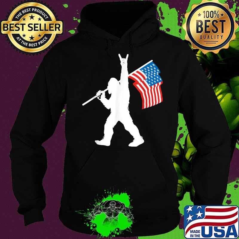 Sasquatch Rock and Roll USA Flag for Bigfoot Believers T-Shirt Hoodie Sasquatch Rock and Roll USA Flag for Bigfoot Believers T-Shirt Hoodie