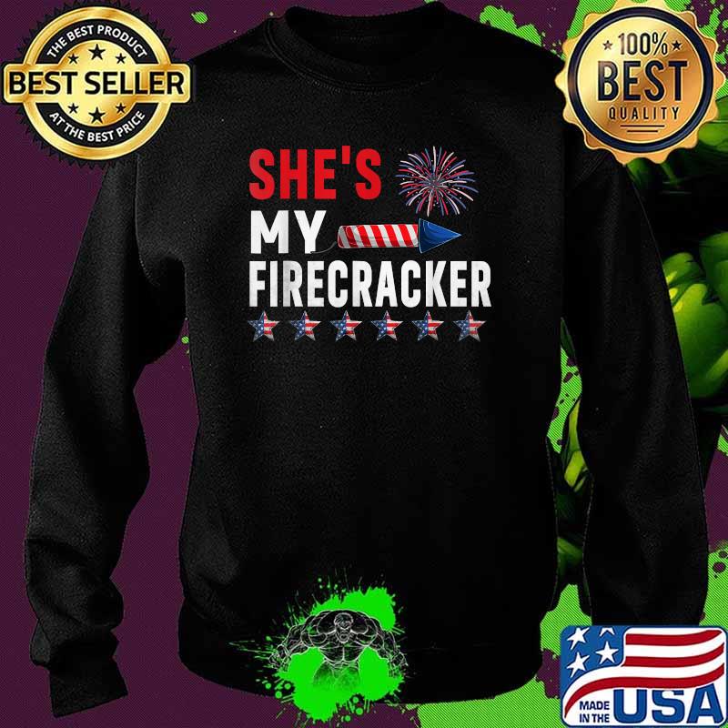 She's My Firecracker 4th July Stars USA Flag T-Shirt Sweater She's My Firecracker 4th July Stars USA Flag T-Shirt Sweater