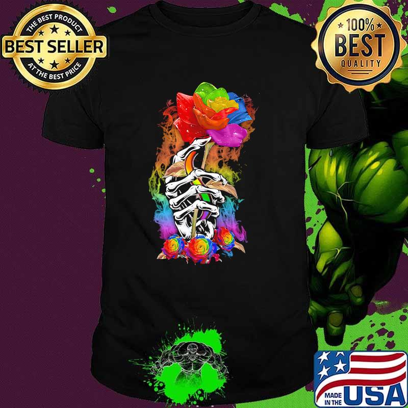 Skull rose lgbt pride shirt