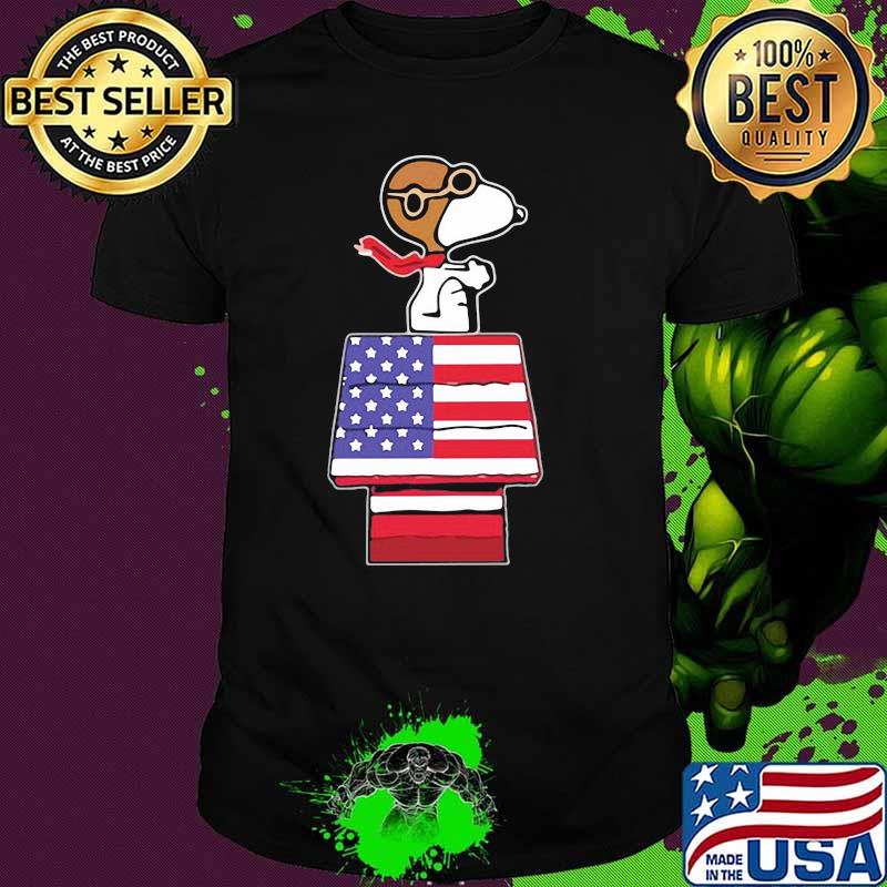 Snoopy Pilot Amrican Flag Shirt