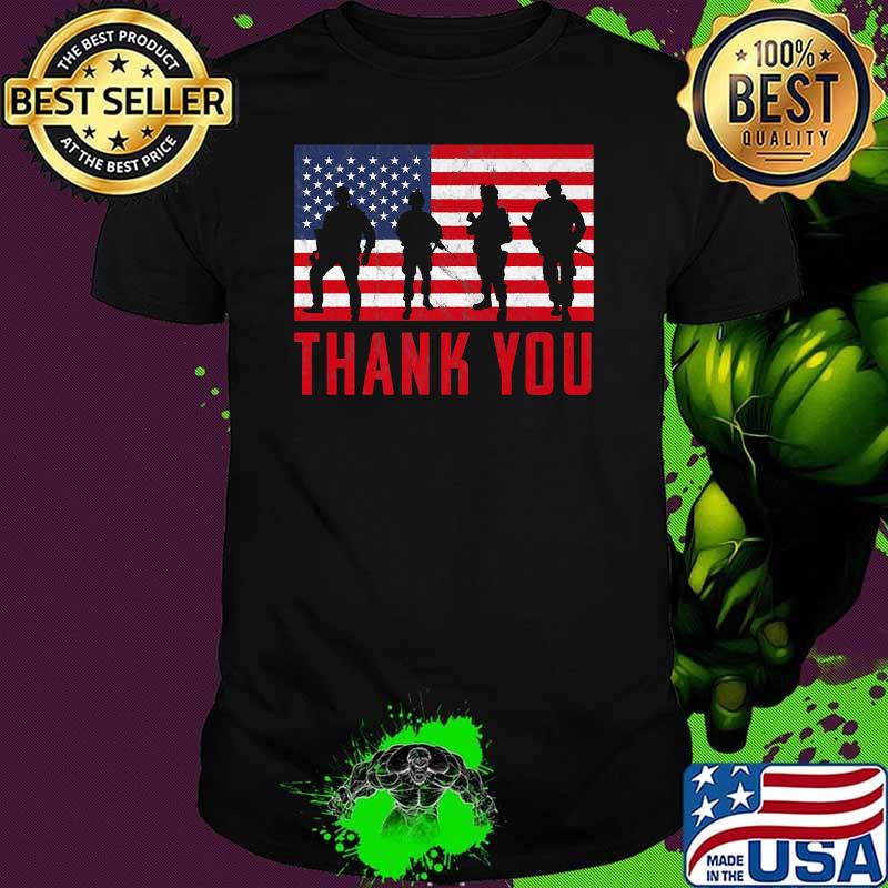 Thank You Military Veterans American Flag T-Shirt