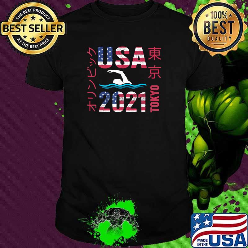Tokyo Olympic 2021 USA Team swimming American Flag T-Shirt