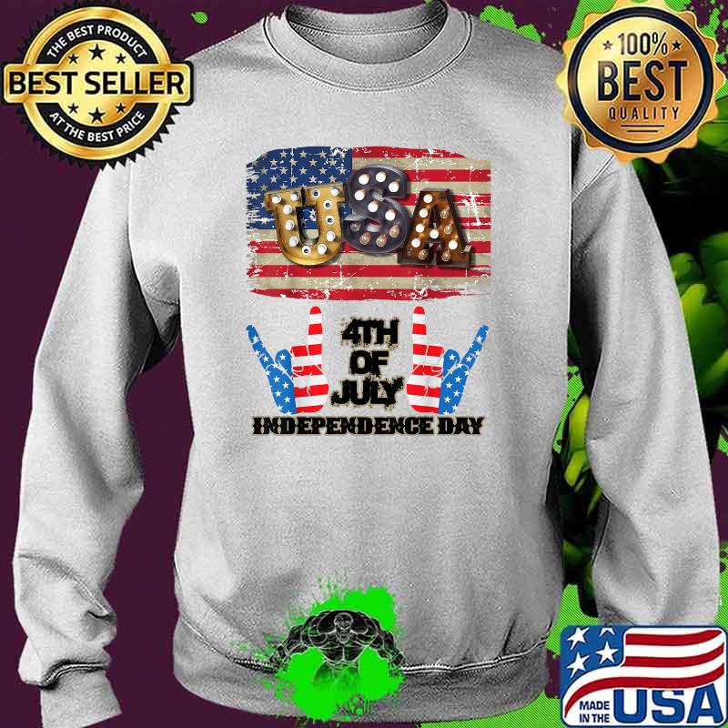 Usa 4th Of July Independence Day with Two Handles Shirt Sweater Usa 4th Of July Independence Day with Two Handles Shirt Sweater