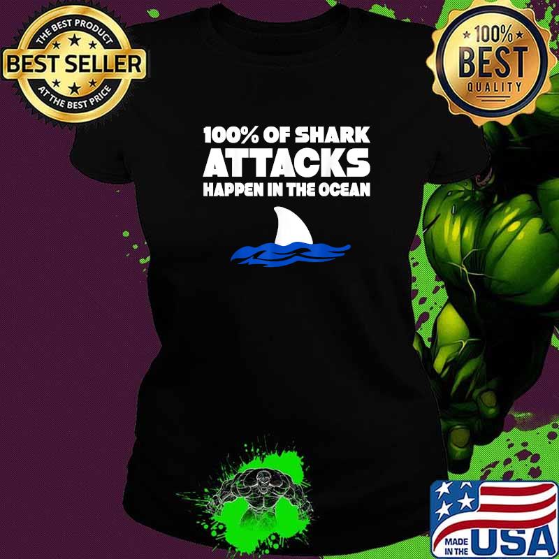 100 Of Shark Attacks Happen In The Ocean – Week Of The Shark T-Shirt Ladies tee 100 Of Shark Attacks Happen In The Ocean – Week Of The Shark T-Shirt Ladies tee