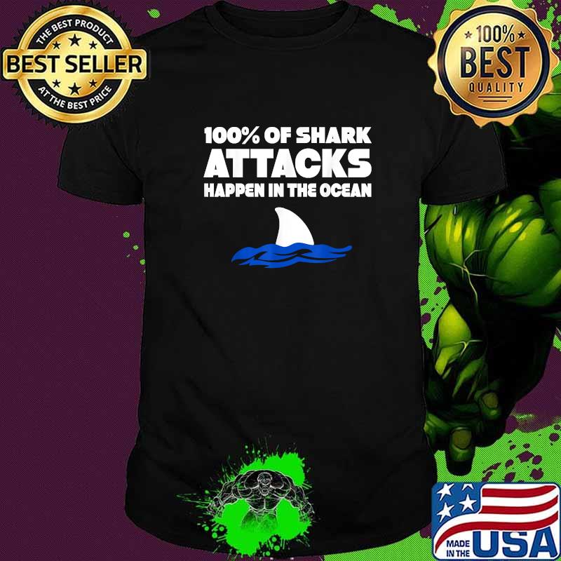 100 Of Shark Attacks Happen In The Ocean – Week Of The Shark T-Shirt