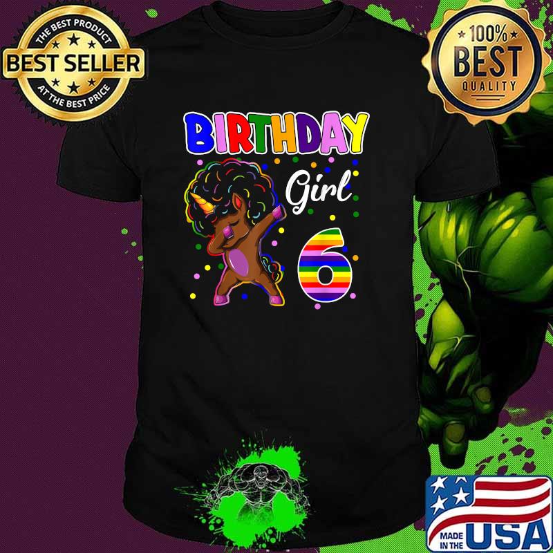 6th Birthday Black Girl 6 Years Old Awesome Unicorn Dabbing Shirt