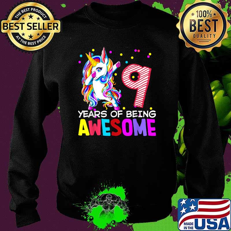 9 Years Of Being Awesome Unicorn Dabbing Bday T-Shirt Sweater 9 Years Of Being Awesome Unicorn Dabbing Bday T-Shirt Sweater