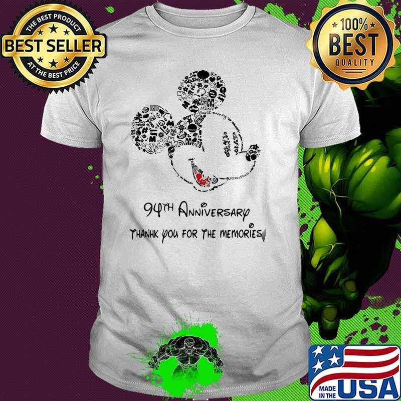 94th anniversary thank you for the memories mickey disney shirt