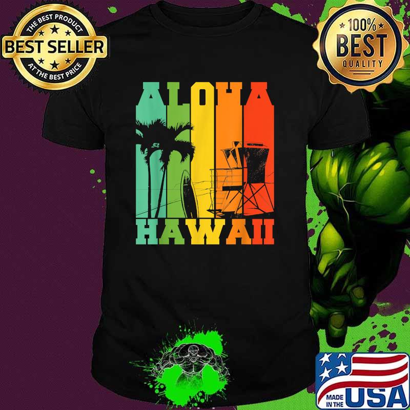 Aloha Tropical Hawaii Palm Trees Beach Vintage T-Shirt