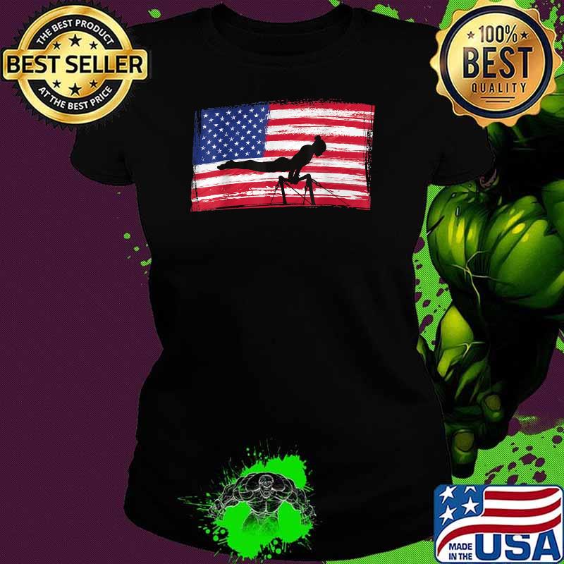 American Flag and and a Gymnast Silhouette T-Shirt Ladies tee American Flag and and a Gymnast Silhouette T-Shirt Ladies tee