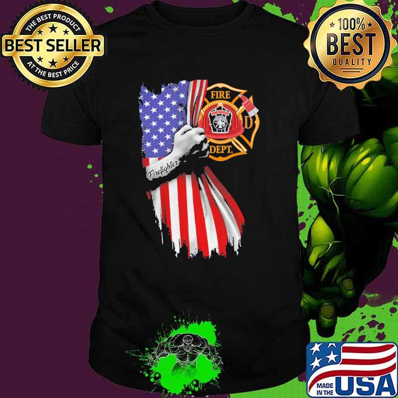American flag firefighter logo shirt