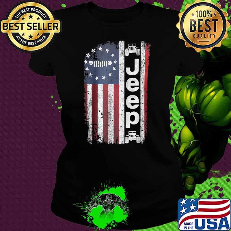 American Flag jeep 4th of July T-Shirt Ladies tee American Flag jeep 4th of July T-Shirt Ladies tee