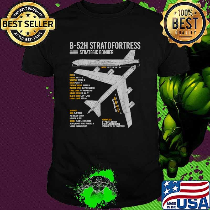 B-52 Stratofortress Bomber Aircraft Airplane Blueprint Facts Shirt