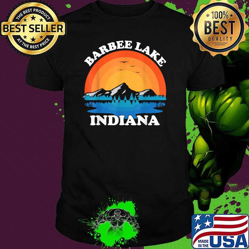 Barbee Lake Indiana Summer Vacation Retro Sunset T-Shirt