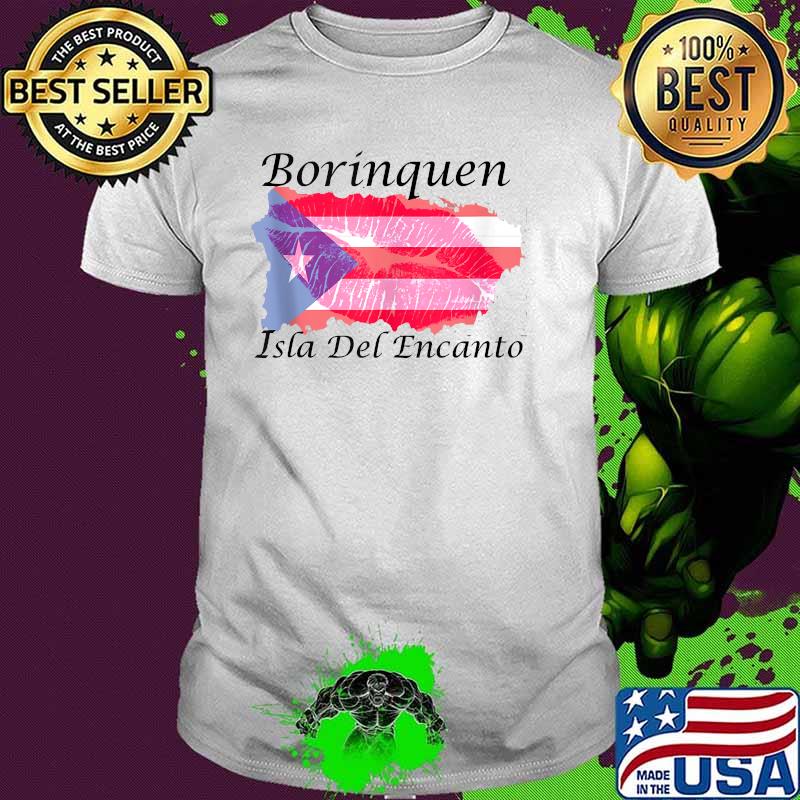 Borinquen Isla Del Encanto American Flag Lips Shirt