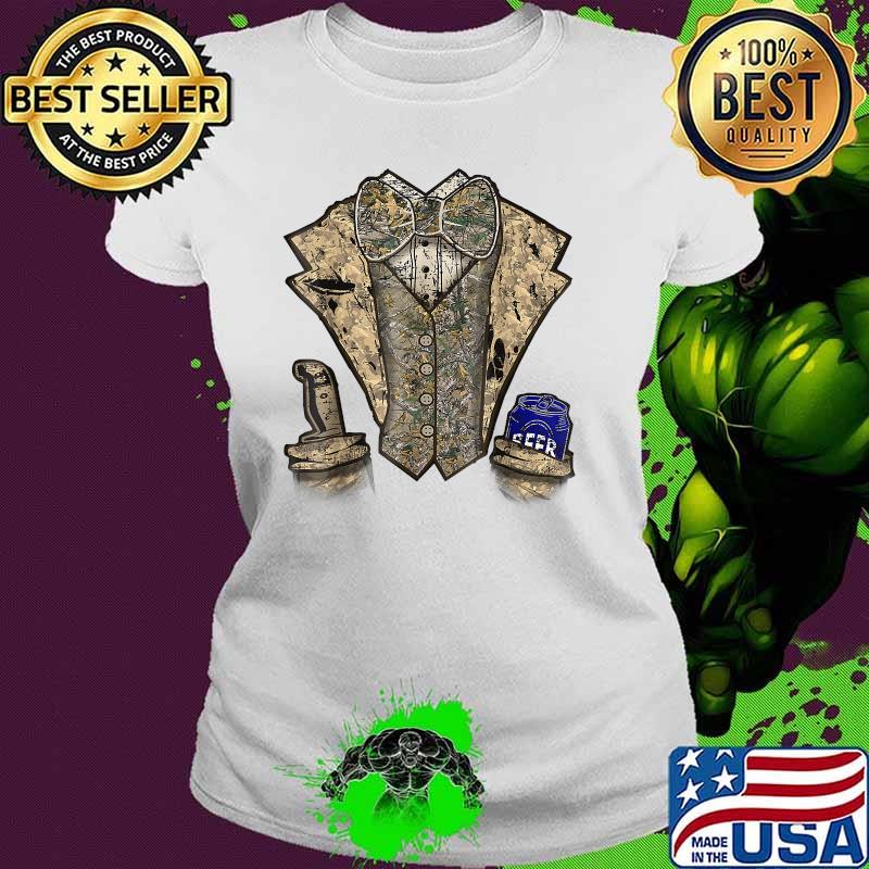 Camo Tuxedo with Bowtie Beer T-Shirt Ladies tee Camo Tuxedo with Bowtie Beer T-Shirt Ladies tee
