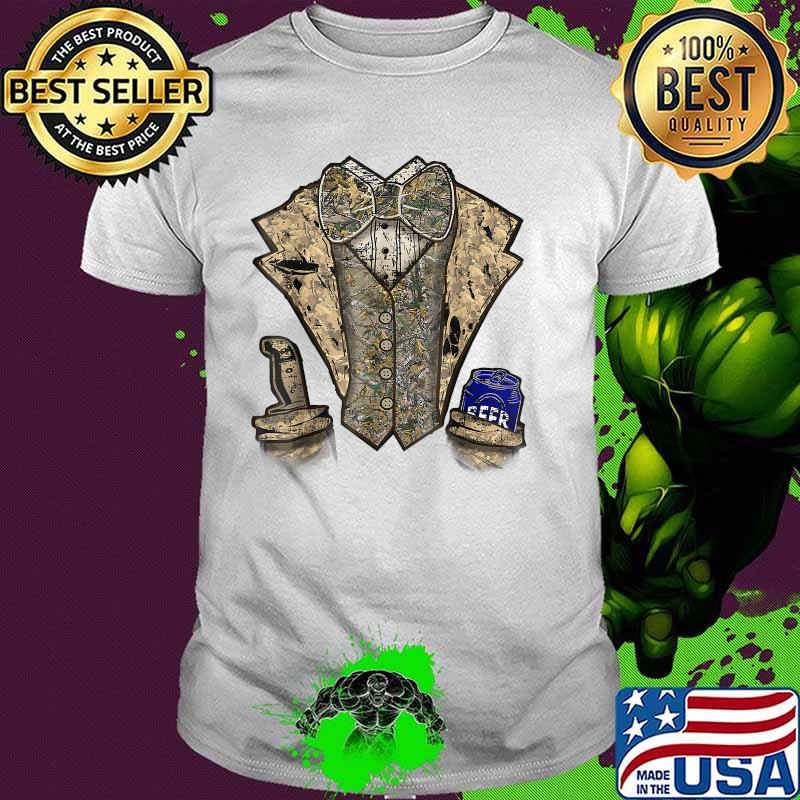 Camo Tuxedo with Bowtie Beer T-Shirt