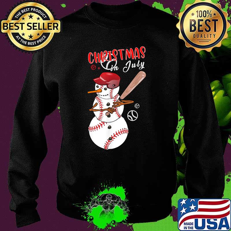 Christmas in july For Baseball Fan Snowman Shirt Sweater Christmas in july For Baseball Fan Snowman Shirt Sweater