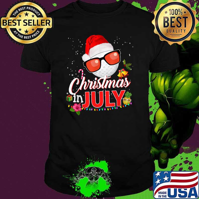 Christmas in July Golf Golfer Glasses Santa Hat Summer Shirt