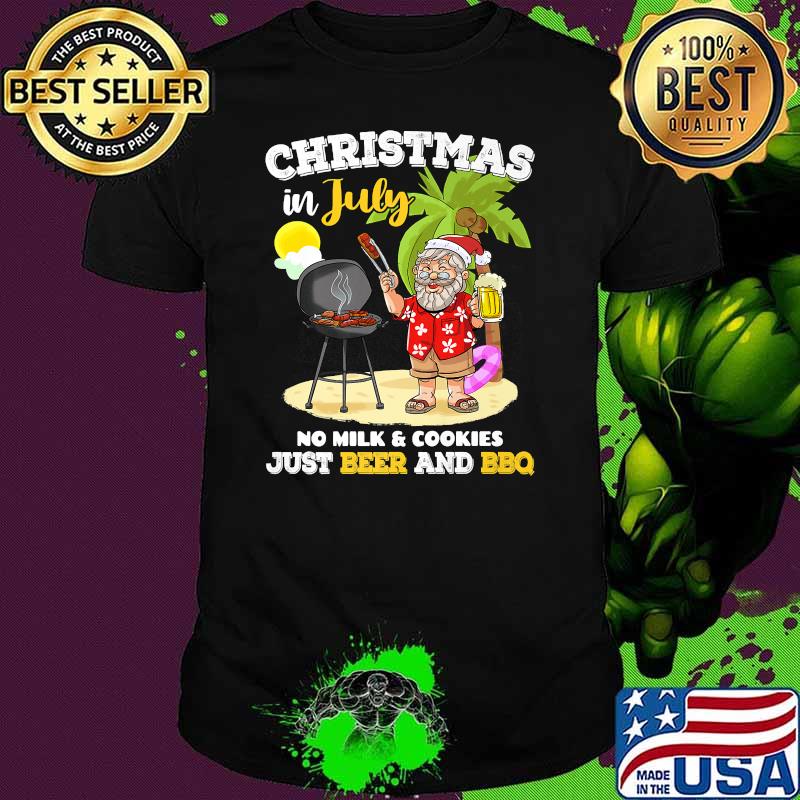 Christmas in july just beer and bbg santa clause shirt