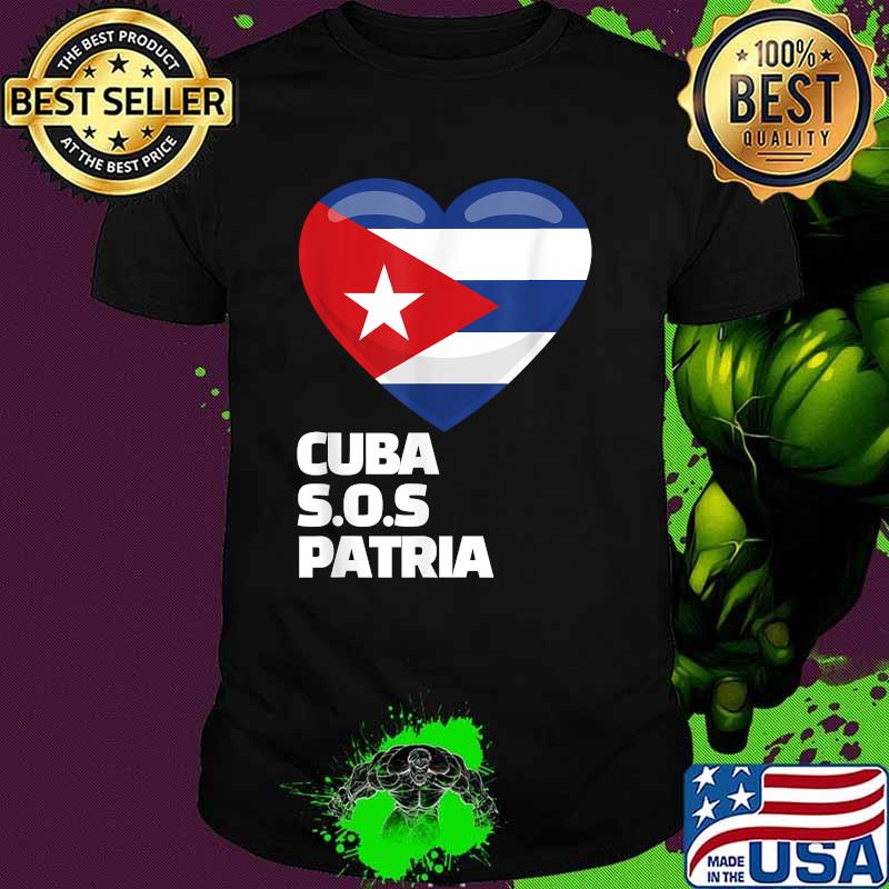 CUBA SOS Patria Y Vida Libre Heart Flag T-Shirt
